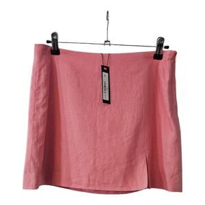 Steve Madden NWT Skirt Mini Peach Romance Pink Linen Blend Front Slit Size 6